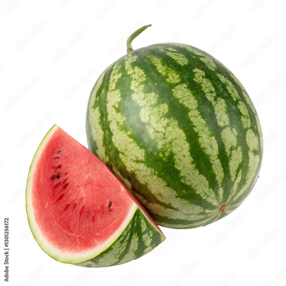 whole and cut of watermelon isolated on white background whole and cut of watermelon isolated on white background