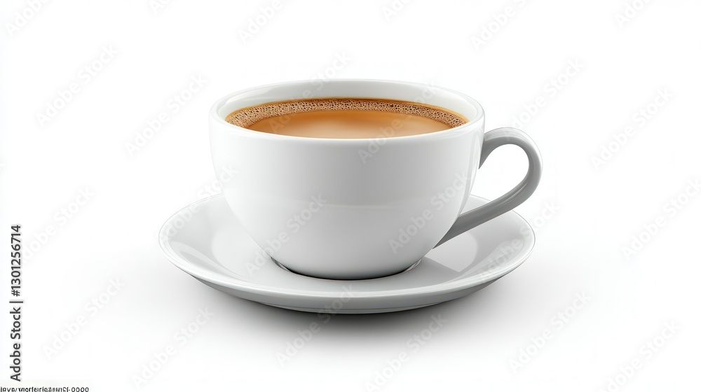 A white cup and saucer filled with coffee isolated on a white background. A white cup and saucer filled with coffee isolated on a white background.