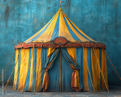 Vintage Circus Tent, Teal Background