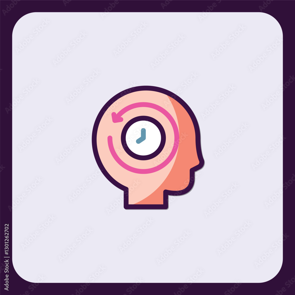 Time Management Conceptualization Depicted Through Mind and Clock Icon Time Management Conceptualization Depicted Through Mind and Clock Icon