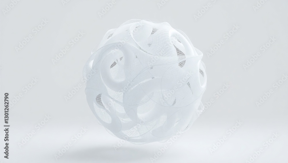 Soft White Mesh Ball – Minimalist 3D Art Soft White Mesh Ball – Minimalist 3D Art