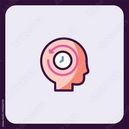 Time Management Conceptualization Depicted Through Mind and Clock Icon