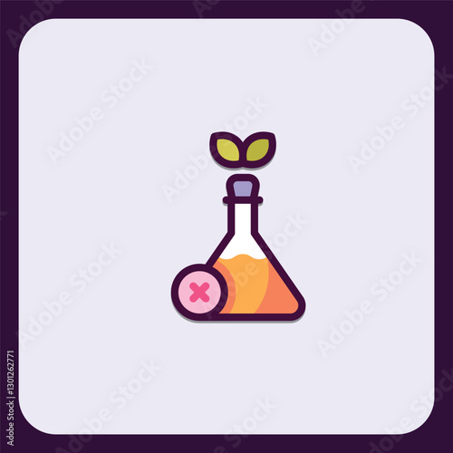 Modern laboratory flask with leaves growth icon for scientific concepts