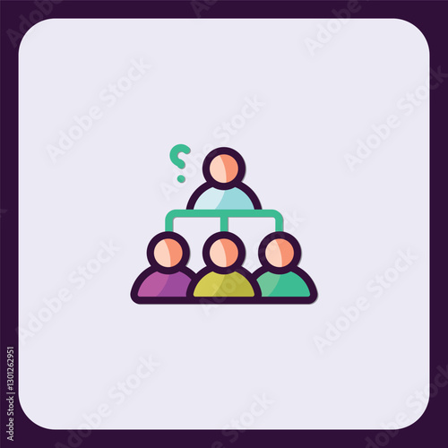 Hierarchical Structure of Team Organization with Doubtful Leadership Icon