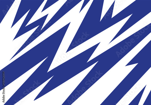 Abstract Blue and white background with spikes and zigzag narrow line pattern work