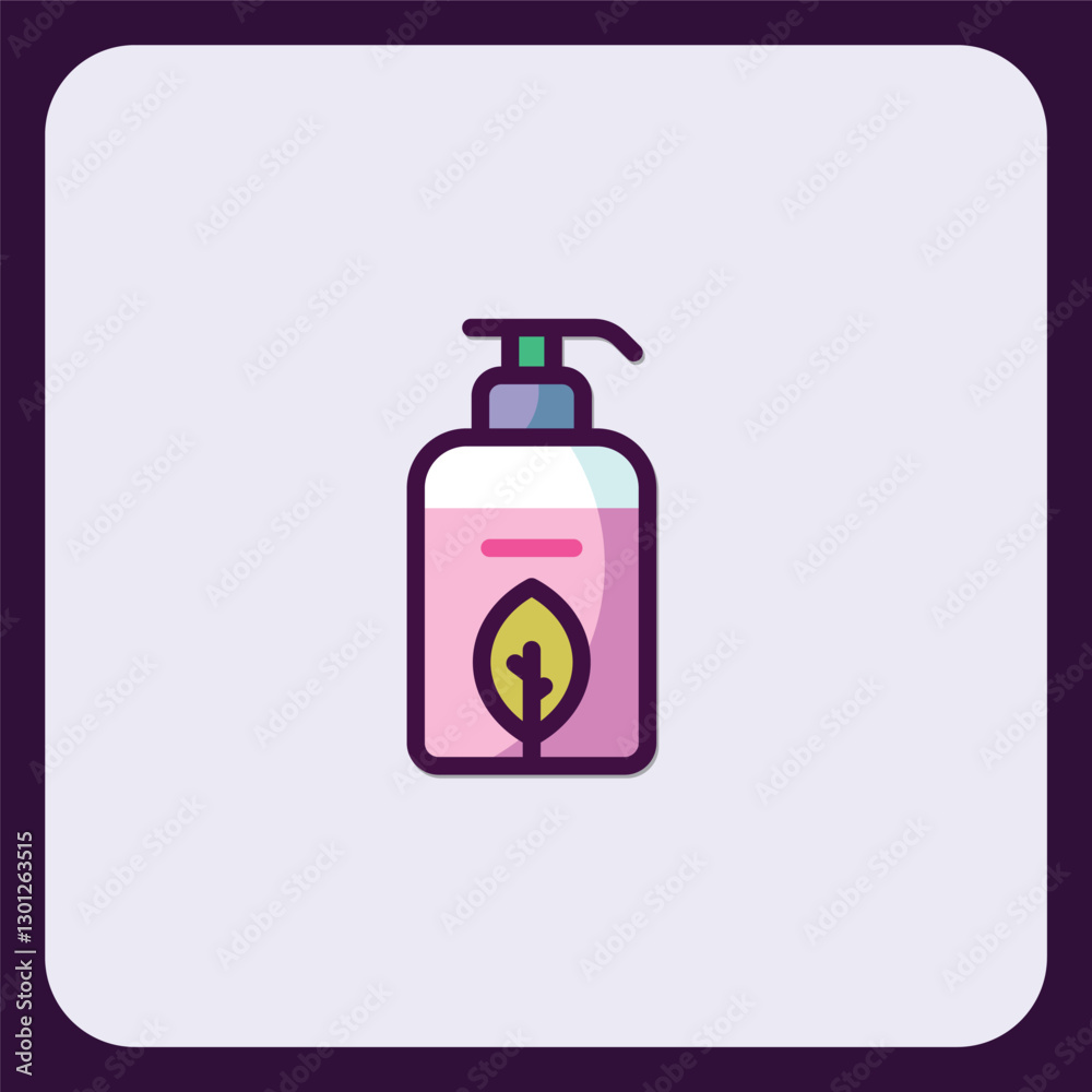 Aesthetic icon depicting a bottle with leaf symbol for natural products Aesthetic icon depicting a bottle with leaf symbol for natural products