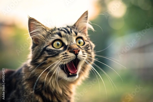 Surprised Tabby Cat Close-Up Portrait