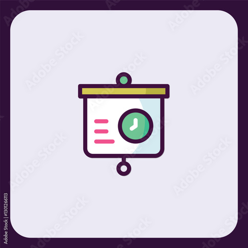 Presentation Board with Clock Icon for Scheduling and Project Management