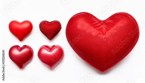 Group of Heart Shapes: Romantic Collection Isolated on White