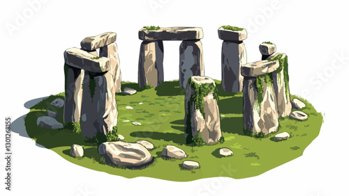 Isometric View of Stonehenge- Ancient Wonder in Modern Style .eps