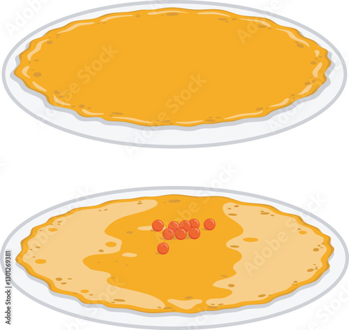Set of pancakes on a plate. Vector element in flat style on transparent background.