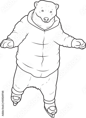 Polar bear Ice skating Ice skates Animal Vector Graphic Art Illustration