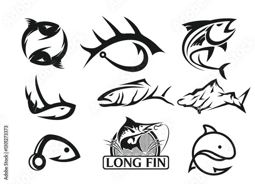 fish hunting Deer Duck and minimalist logo design	