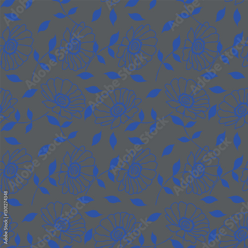 Elegance pink floral stems seamless pattern on a grey background. Vector hand drawn. Artistic, abstract flowers and tiny leaves, buds bells printing. Template for designs, fabric, fashion, textile
