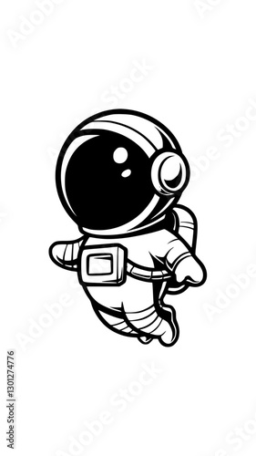 Cartoon Astronaut Silhouette Logo in Floating Pose Generative AI
