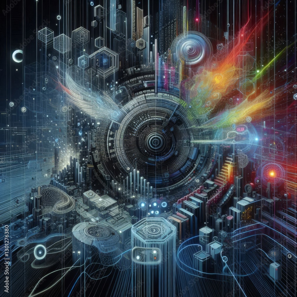 Fototapeta premium Cyberpunk Metaverse Interfaces