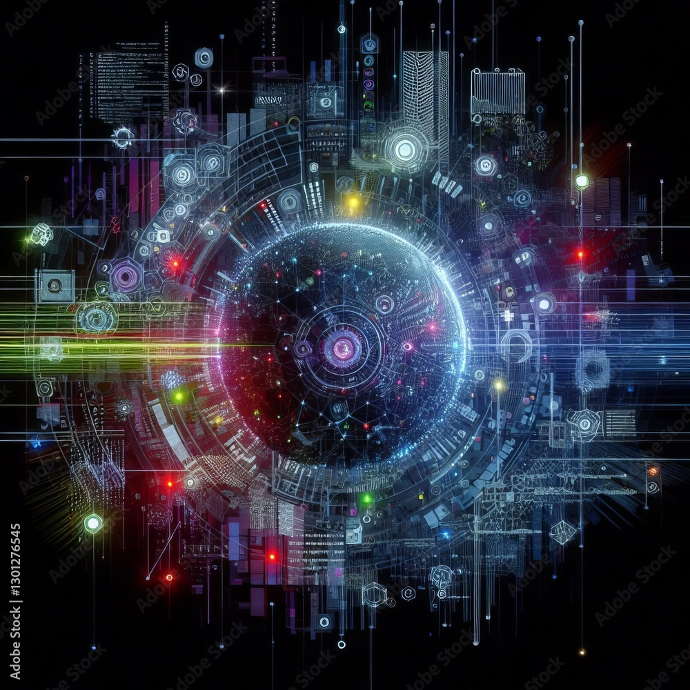 Fototapeta premium Cyberpunk Metaverse Interfaces