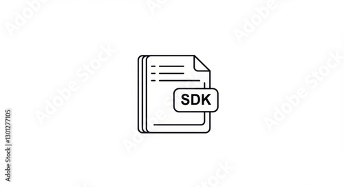 Simple Black Outline Illustration of an SDK File Package