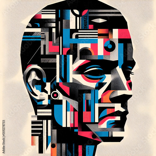 abstract man side profile. vector background.