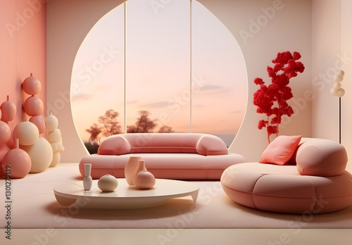 Modern interior design with flowers. Brown and living space by design edward