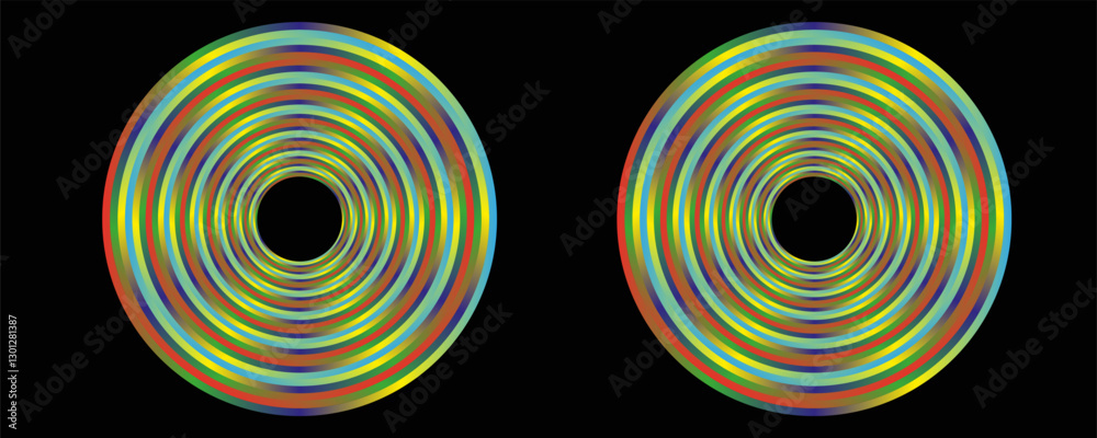 Set of glowing neon color circles round curve shape with wavy dynamic lines isolated on black background technology concept. Circular light frame border. You can use for badges, price tag, label Set of glowing neon color circles round curve shape with wavy dynamic lines isolated on black background technology concept. Circular light frame border. You can use for badges, price tag, label