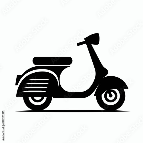very simple flat and single minimalist Scooter Silhouette in black on a white background