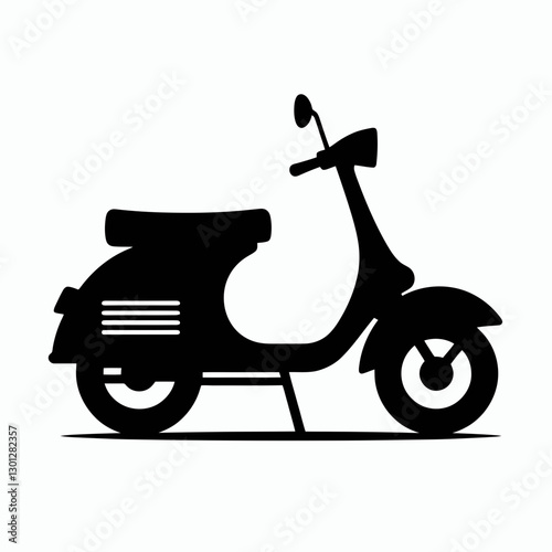 very simple flat and single minimalist Scooter Silhouette in black on a white background
