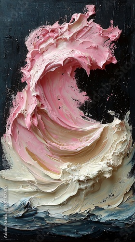 Pink Wave Impasto Canvas Art