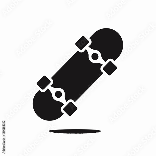 very simple flat and single minimalist Skateboard Silhouette in black on a white background