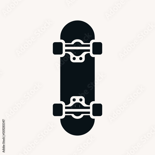 very simple flat and single minimalist Skateboard Silhouette in black on a white background