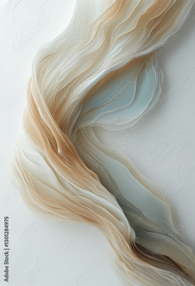 Ein abstraktes Kunstwerk mit fließenden, organischen Linien in sanften Beige-, Creme- und Blautönen. Die weichen Übergänge strahlen Ruhe und Eleganz aus. Generative KI. Ein abstraktes Kunstwerk mit fließenden, organischen Linien in sanften Beige-, Creme- und Blautönen. Die weichen Übergänge strahlen Ruhe und Eleganz aus. Generative KI.