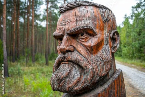 A historical statue eroded by years of acid rain, its details barely recognizable