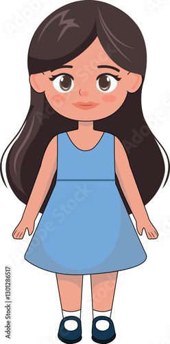 Adorable Kid Character Front and Back View Vector.