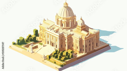 Isometric Perspective of St. Peter’s Square and Basilica