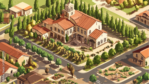 Isometric View of Napa Valley- A Vineyard Wonderland