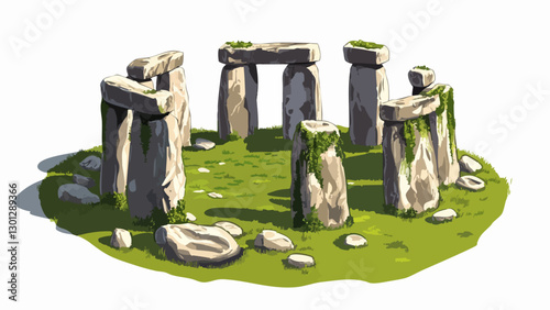 Isometric View of Stonehenge- Ancient Wonder in Modern Style
