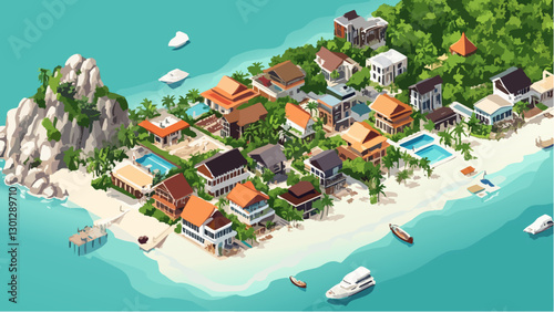 Koh Samui Beachfront in Isometric- Relaxation by the Sea