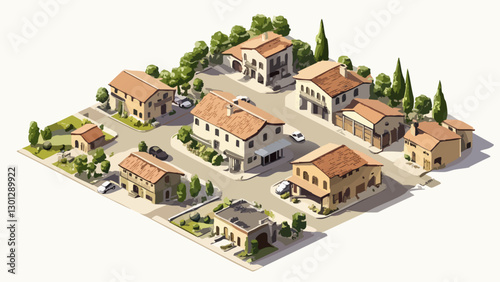Napa Valley Vineyards in Isometric Style- Wine Country
