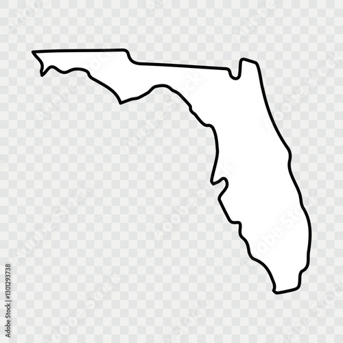 Florida state - county map. Florida Map Black,| State Border, United States, US America, Transparent Isolated, Variations. High detailed vector map - Florida.