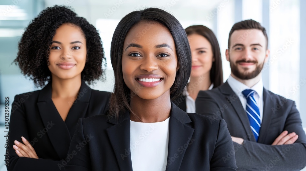 Successful Business Team Portrait - Confident diverse business professionals smiling, showcasing teamwork and success Successful Business Team Portrait - Confident diverse business professionals smiling, showcasing teamwork and success