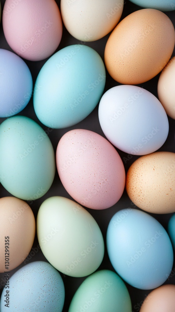 Easter Holiday, Easter Concept, Pastel Easter Eggs Background Springtime Festive Colors Close up View of Dyed Eggs Easter Holiday, Easter Concept, Pastel Easter Eggs Background Springtime Festive Colors Close up View of Dyed Eggs