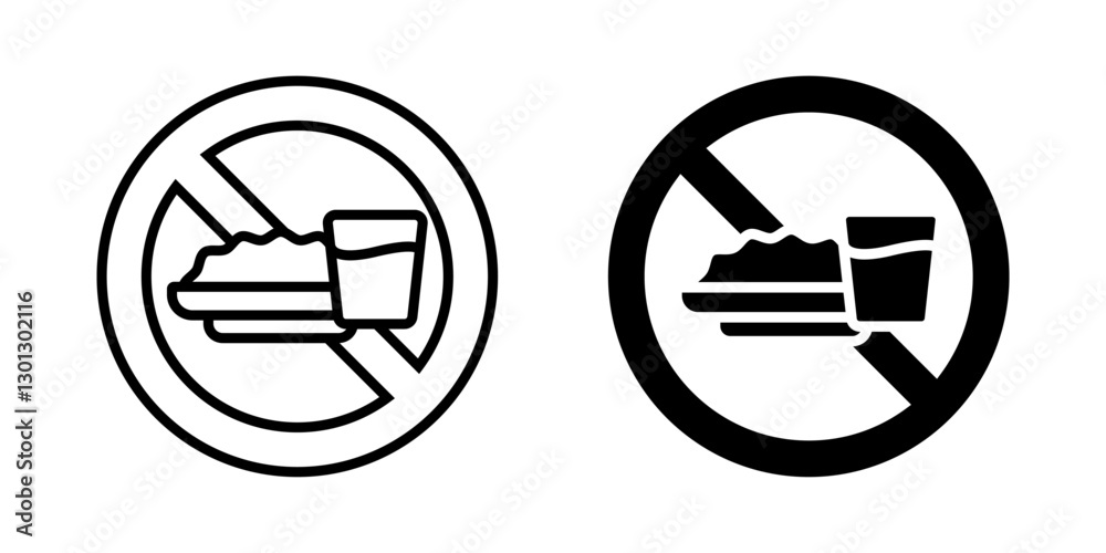 No Eating icon set. for mobile concept and web design on white background