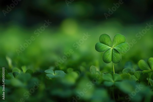 A detailed shot of a leaved clover growing in a green field, great for nature and outdoors-related uses