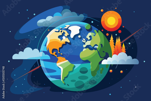 Visual representation illustrates the ozone layer depletion issue facing Earth and its implications, Ozone layer depletion Customizable Disproportionate Illustration