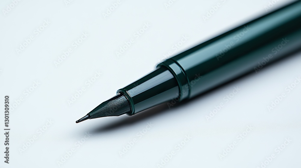 Close up of dark green marker with cap off on white background. Close up of dark green marker with cap off on white background.