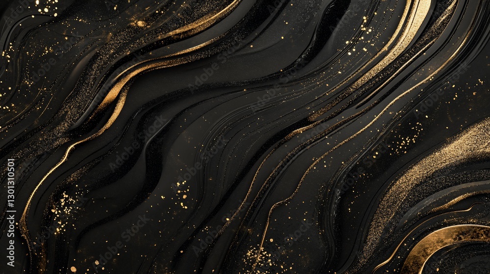 Abstract black and gold fluid texture with glitter and flowing lines minimal design Abstract black and gold fluid texture with glitter and flowing lines minimal design