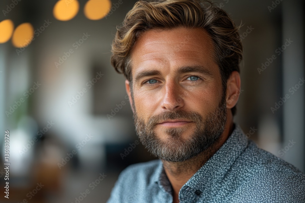 A close-up shot of a bearded man's face, suitable for use in editorial or commercial contexts A close-up shot of a bearded man's face, suitable for use in editorial or commercial contexts