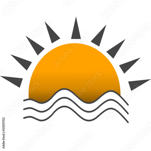 Half Sun with Shining Golden Rays