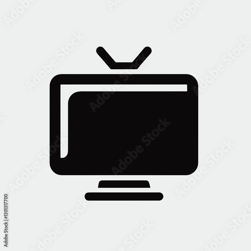 very simple flat and single minimalist Smart TV Silhouette in black on a white background