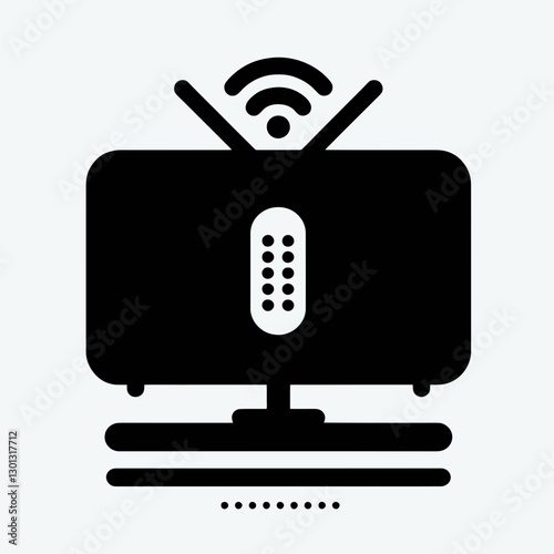 very simple flat and single minimalist Smart TV Silhouette in black on a white background
